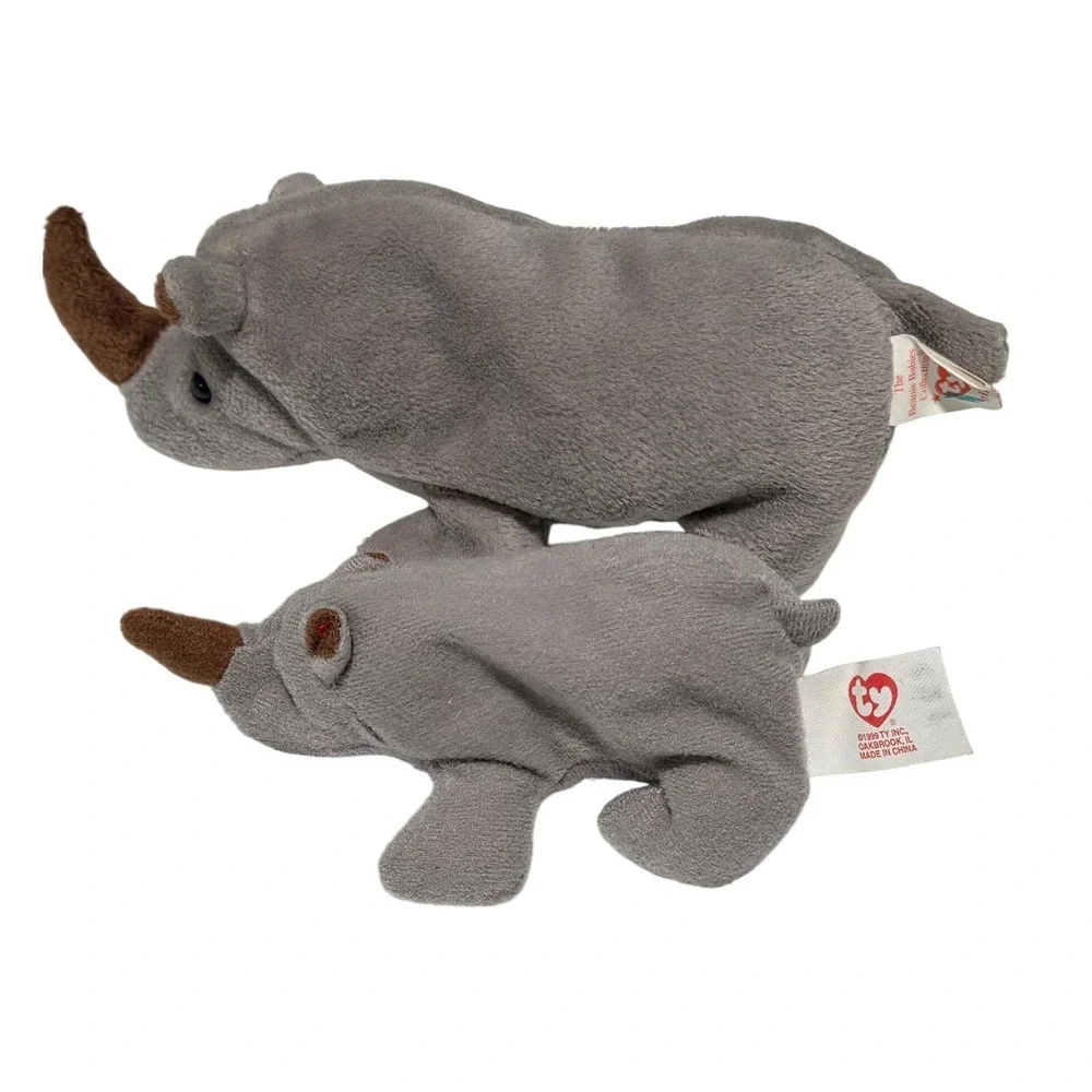 Ty Spike the Rhino Beanie Babies Set Unisex Small‎ Grey  Plush Toy